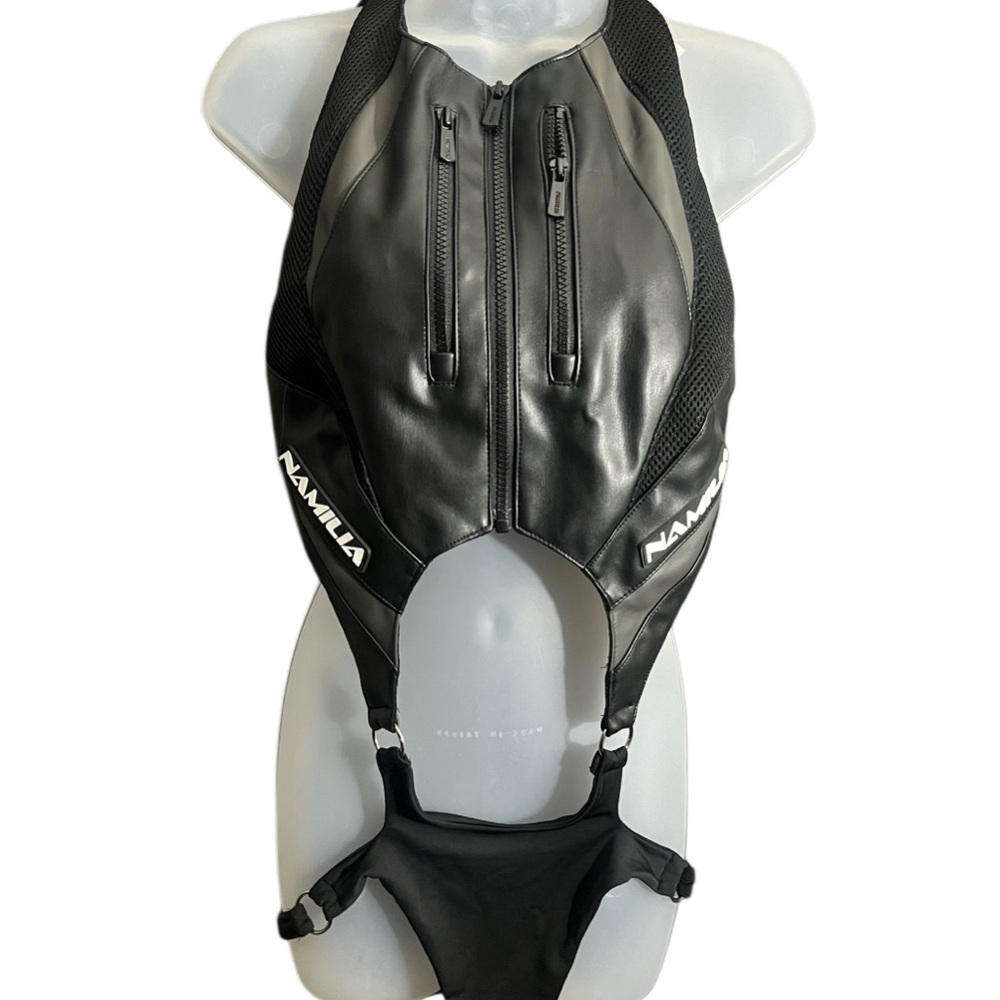 NAMILIA Women's Black Leather Blazer